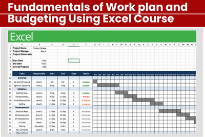 Drafting Work Plan and Budget using Excel Course